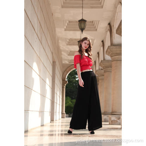 Off Shouler Short Sleeve Red Color Blouse